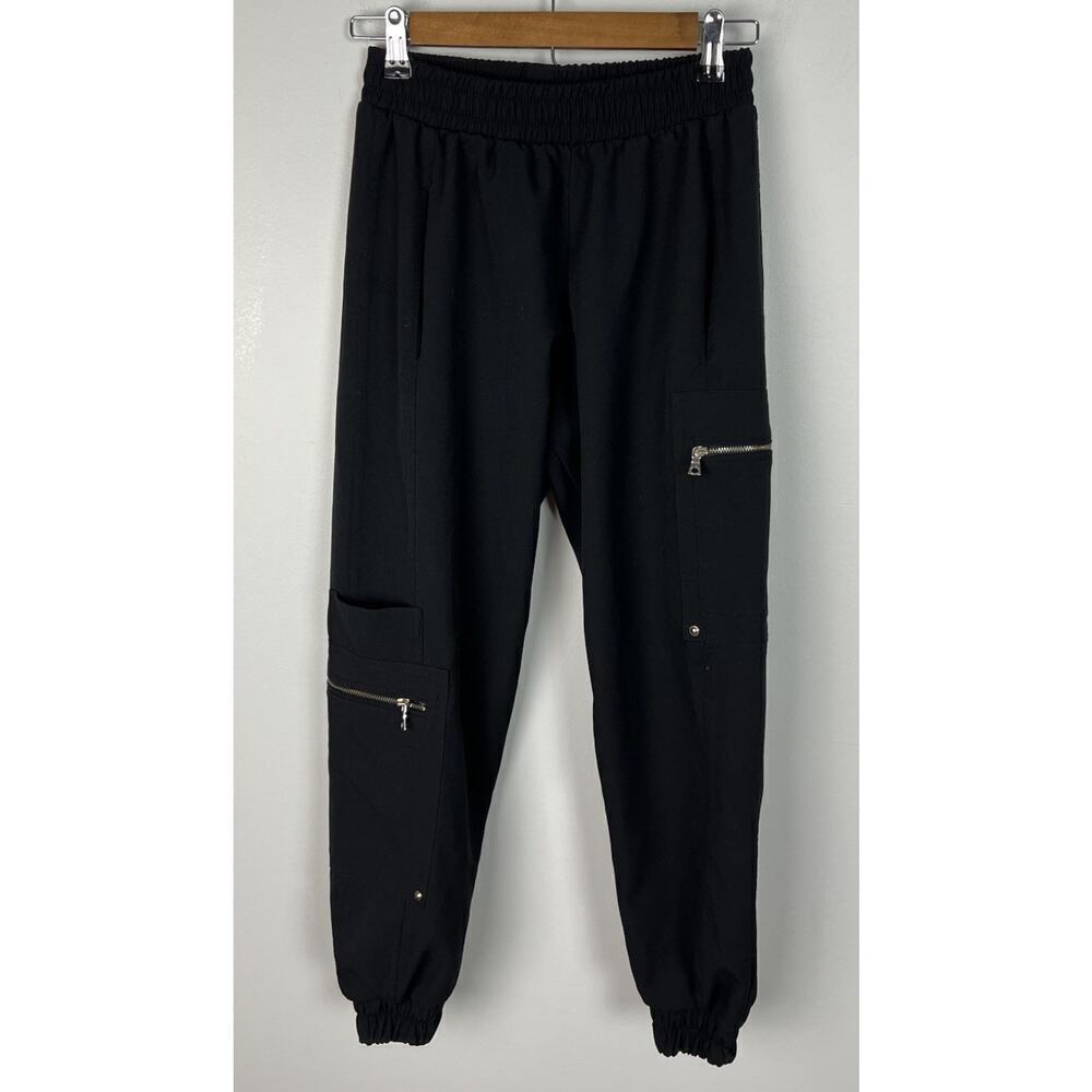 Zara Athletic Black Cargo Jogger Pants Size XS Polyester Pockets Women’s